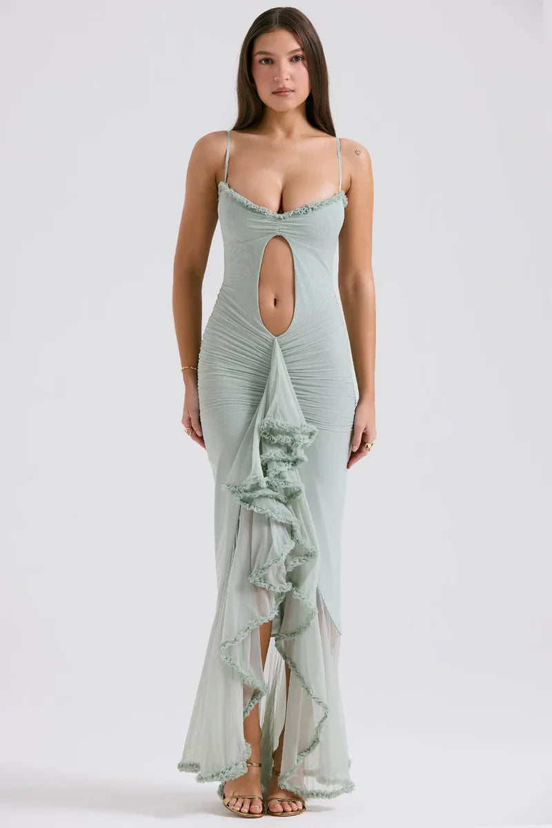 Olive Aura Maxi Dress - Green