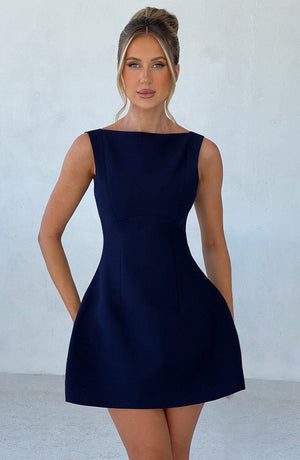 Sedona Backless Mini Dress - Navy