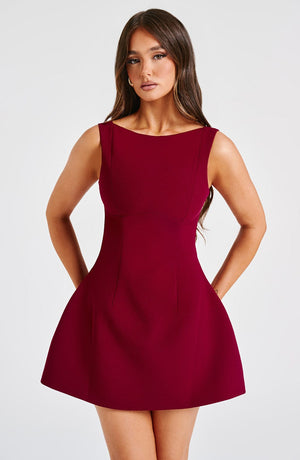 Sedona Backless Mini Dress - Wine