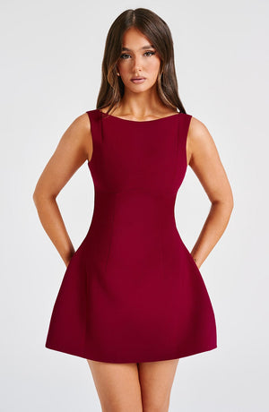 Sedona Backless Mini Dress - Wine