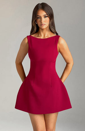 Sedona Backless Mini Dress - Wine