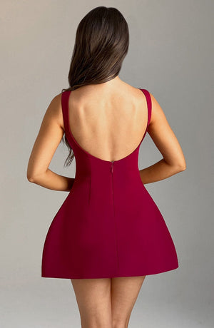 Sedona Backless Mini Dress - Wine