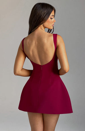 Sedona Backless Mini Dress - Wine