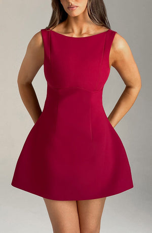 Sedona Backless Mini Dress - Wine