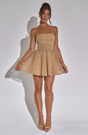 Moonlit Spark Mini Dress - Golden