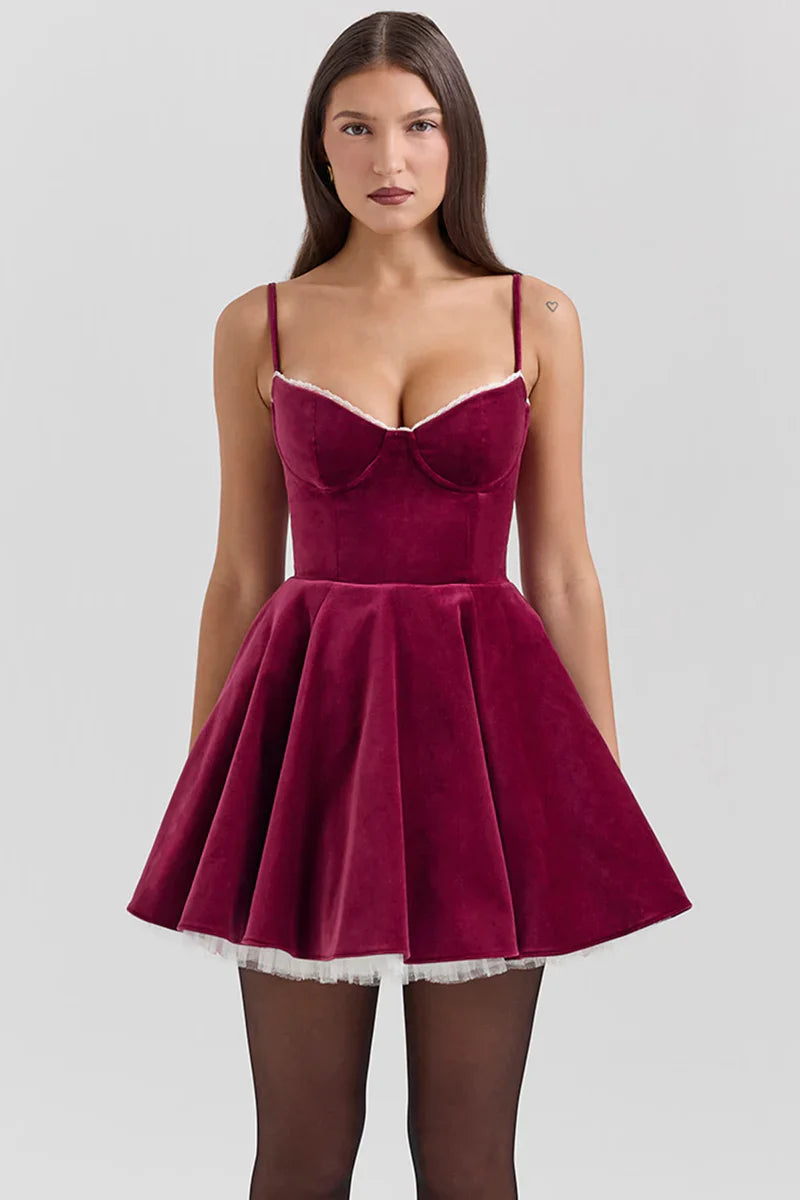 Crimson Mini Dress - Burgundy